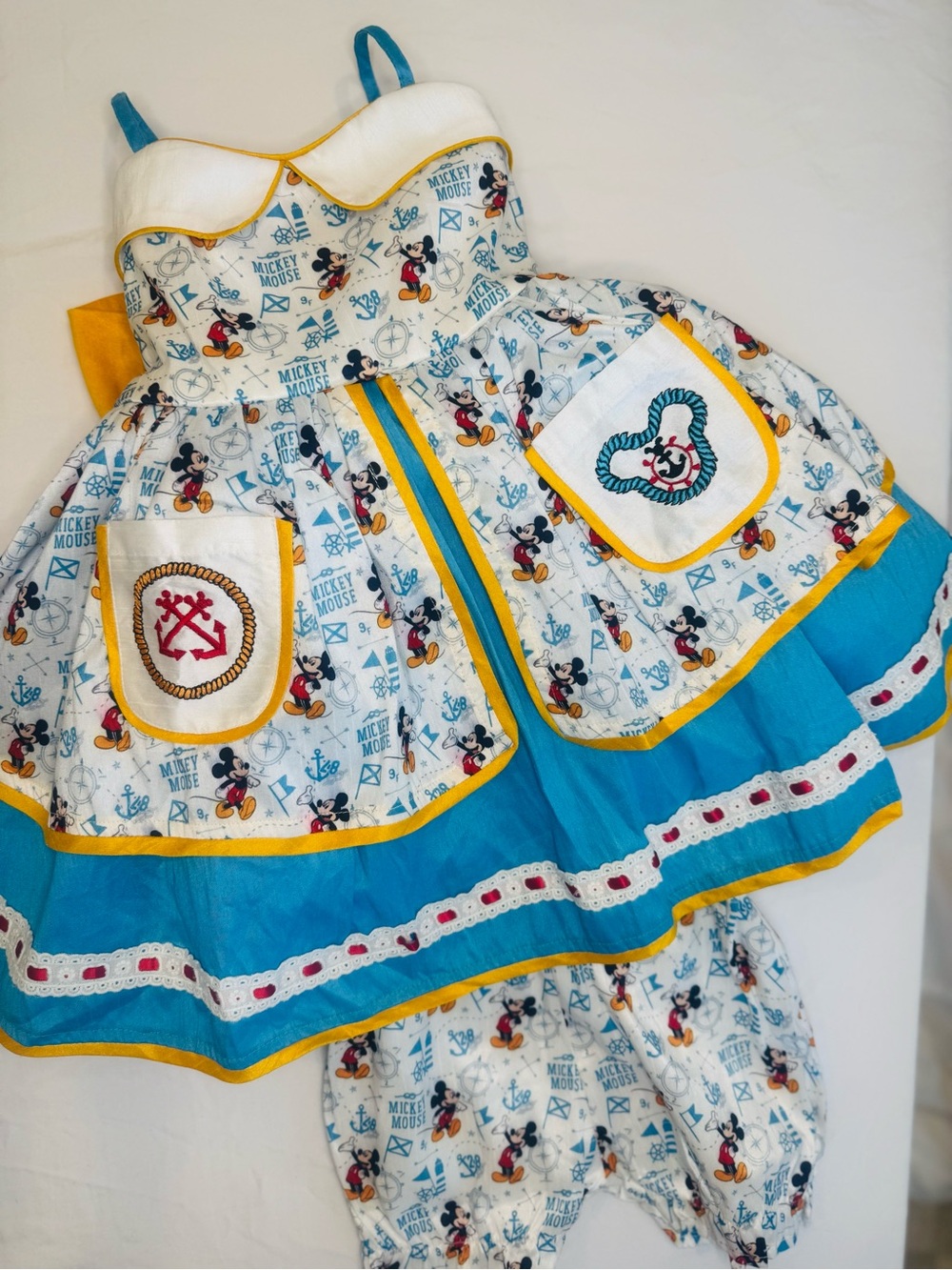 Disney Mickey Mouse Blue & White Nautical Party Dress for Kids